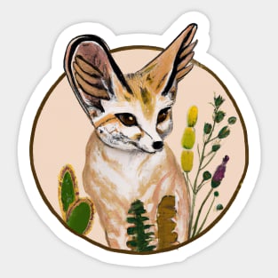 Fennec fox among desert flowers Sticker